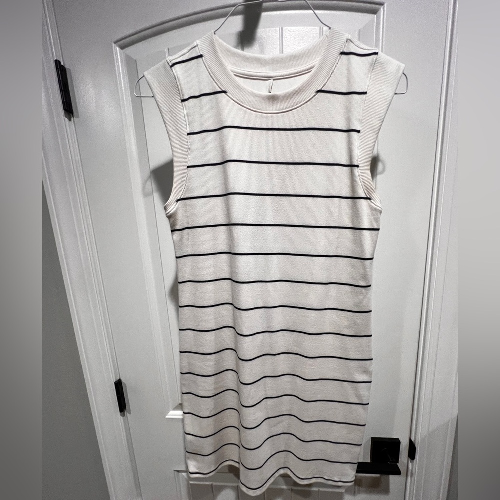 Navy and Cream Striped sleeveless dress